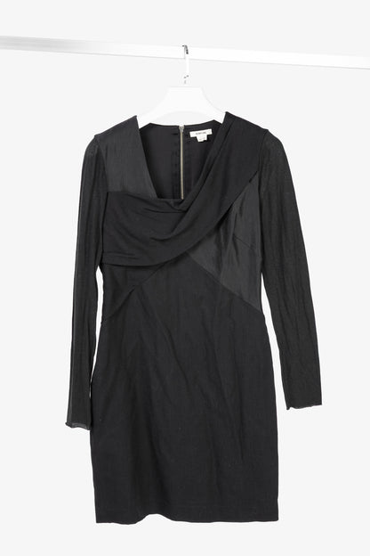 Helmut Lang Black Nexus Wool Knee-Length Dress
