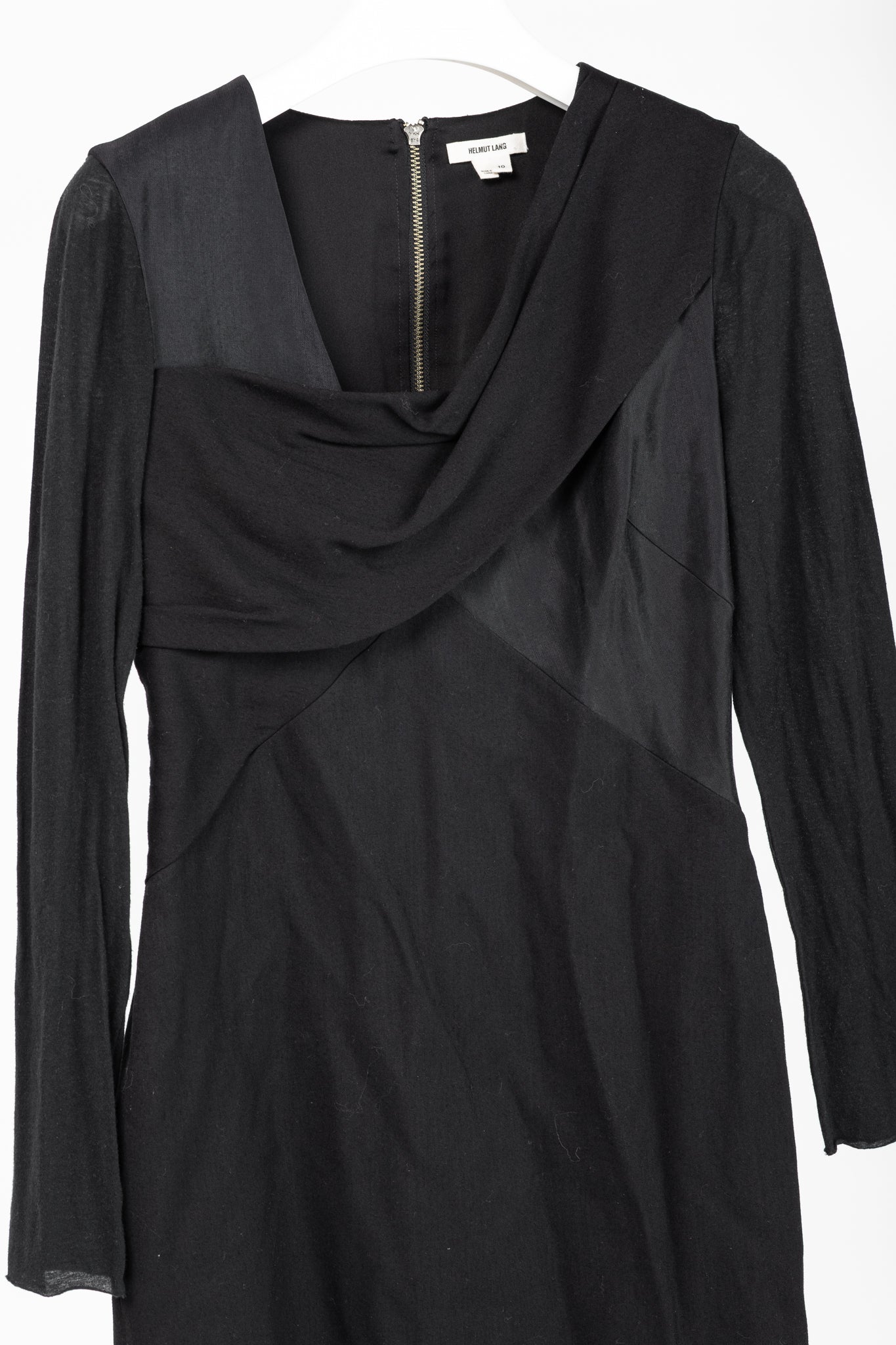 Helmut Lang Black Nexus Wool Knee-Length Dress