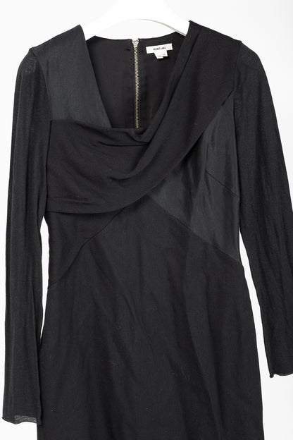 Helmut Lang Black Nexus Wool Knee-Length Dress