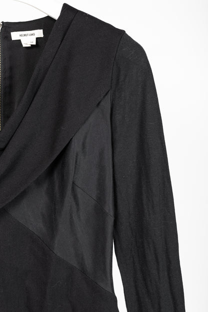 Helmut Lang Black Nexus Wool Knee-Length Dress