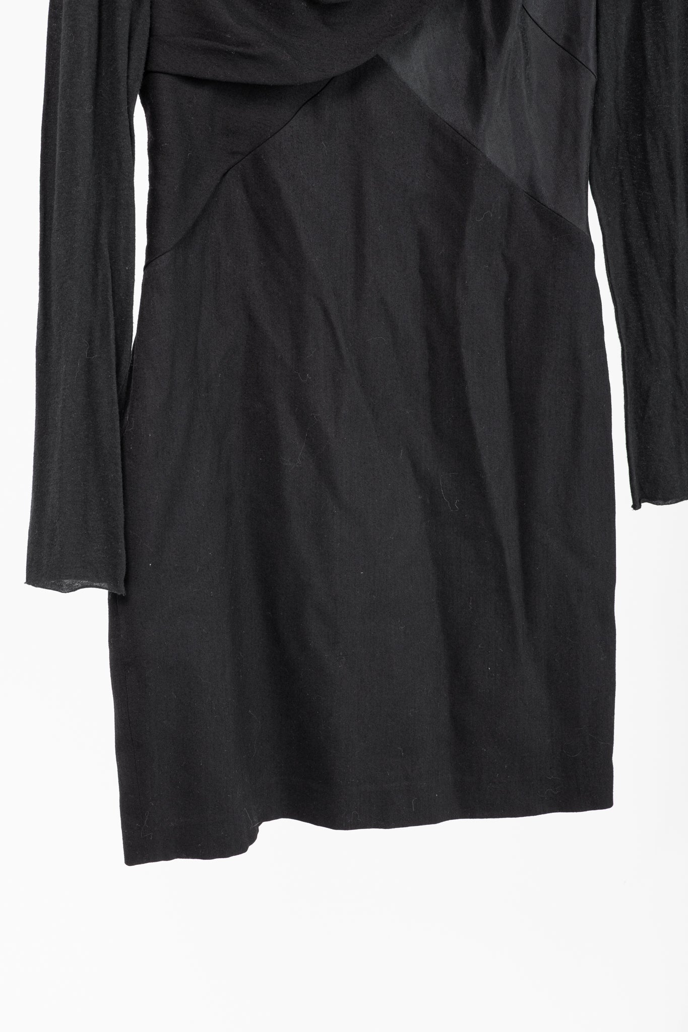 Helmut Lang Black Nexus Wool Knee-Length Dress