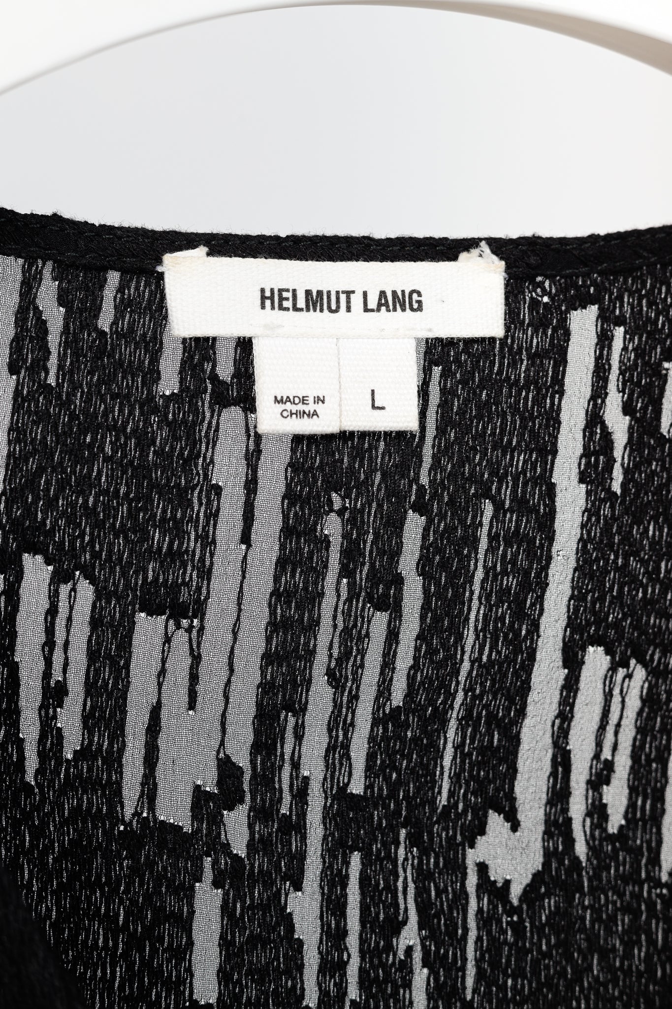 Helmut Lang PF/13 Black Sheer Silk Thread Stitch Top