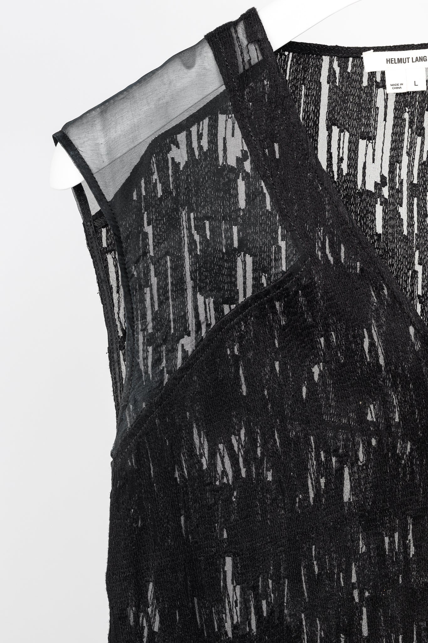 Helmut Lang PF/13 Black Sheer Silk Thread Stitch Top