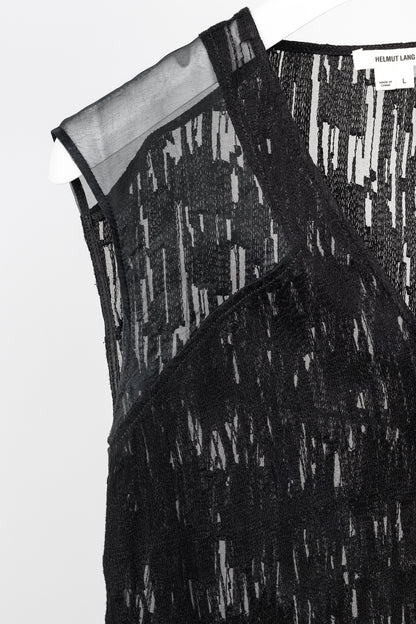 Helmut Lang PF/13 Black Sheer Silk Thread Stitch Top