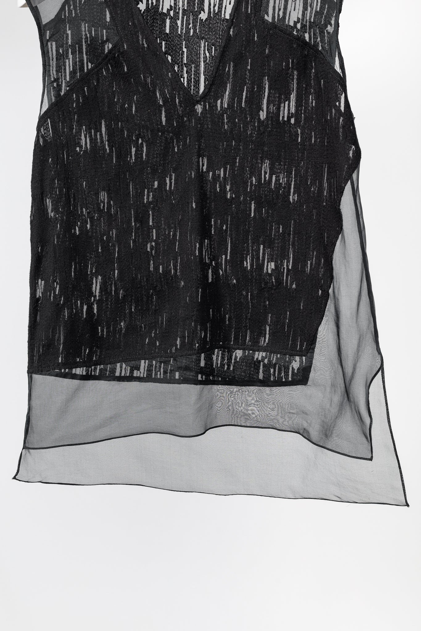 Helmut Lang PF/13 Black Sheer Silk Thread Stitch Top