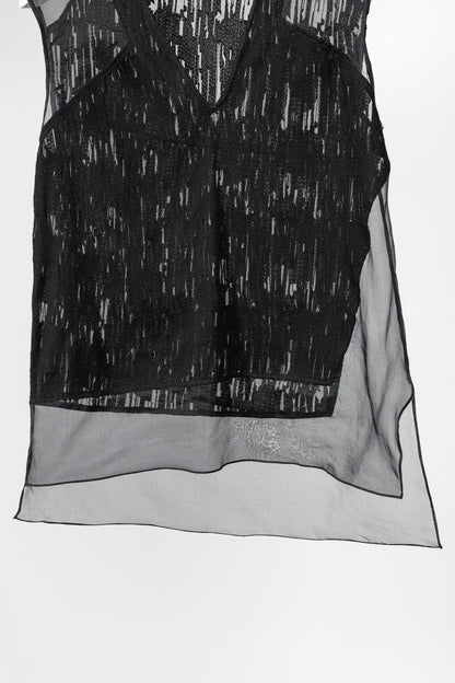 Helmut Lang PF/13 Black Sheer Silk Thread Stitch Top