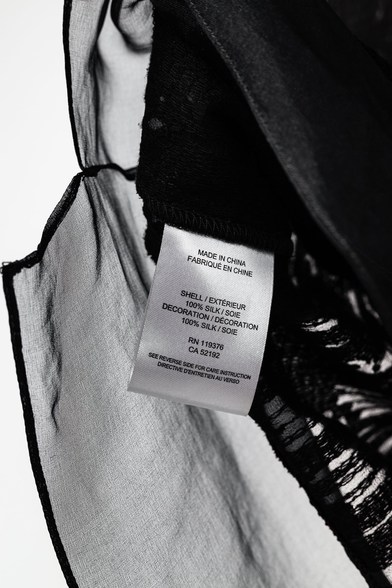 Helmut Lang PF/13 Black Sheer Silk Thread Stitch Top