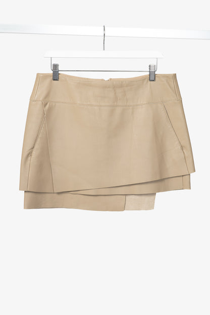 Helmut Lang AW14 Field Petal Leather Asymmetrical Mini Skirt