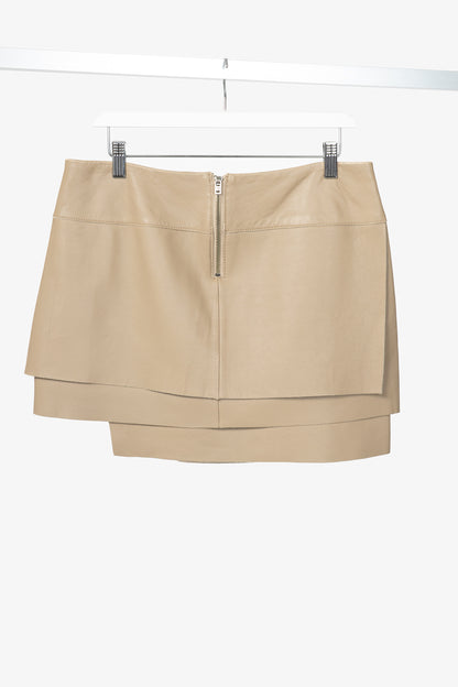 Helmut Lang AW14 Field Petal Leather Asymmetrical Mini Skirt