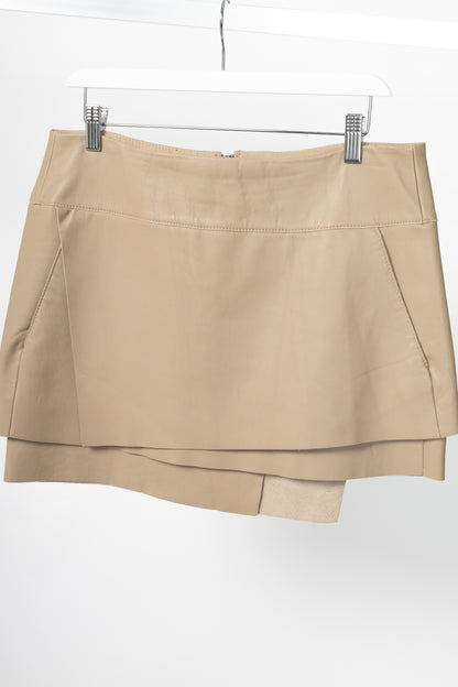 Helmut Lang AW14 Field Petal Leather Asymmetrical Mini Skirt