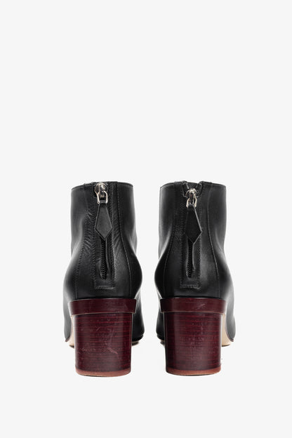 Hermes Riley Black Leather Ankle Boots