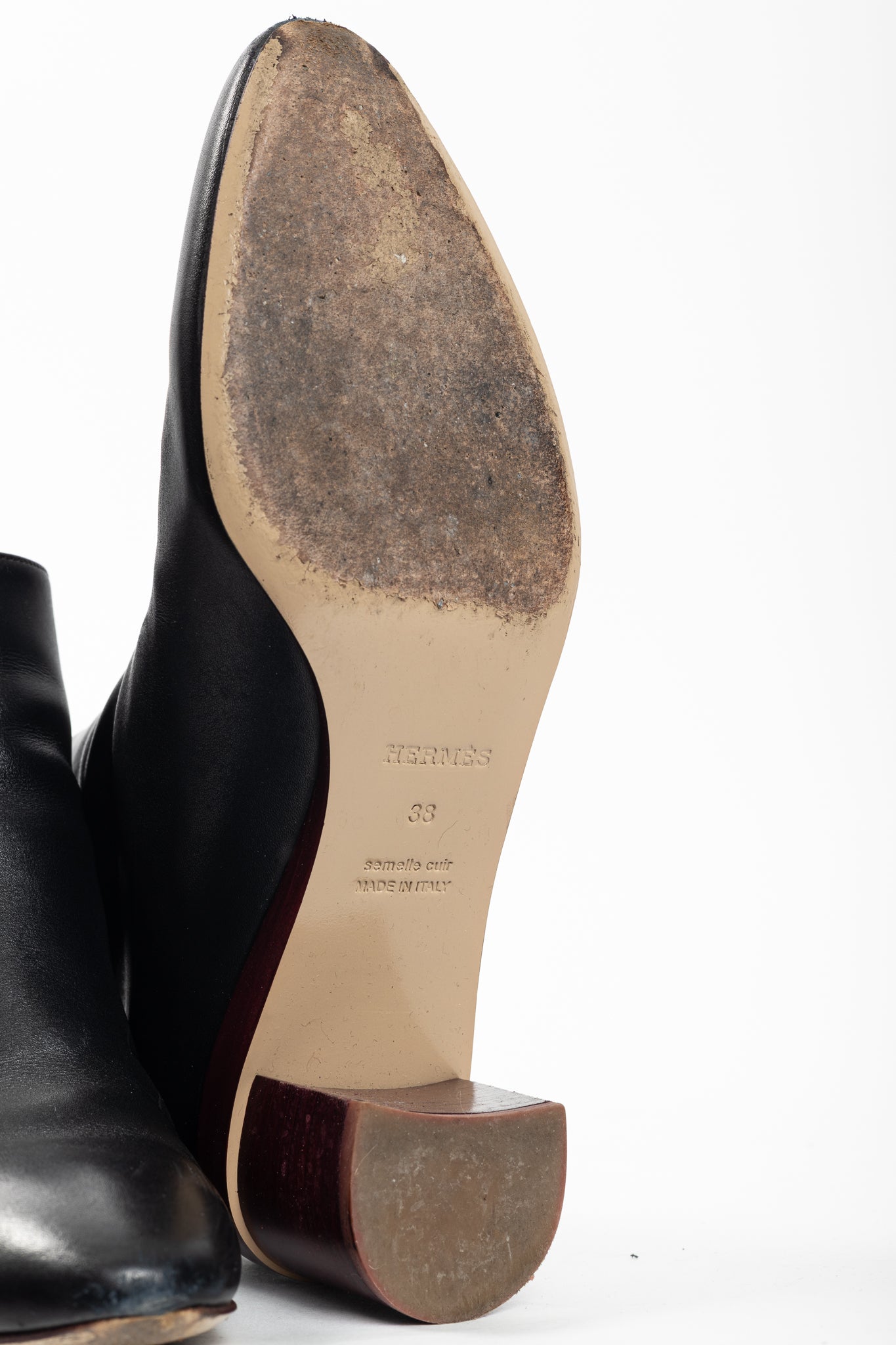 Hermes Riley Black Leather Ankle Boots