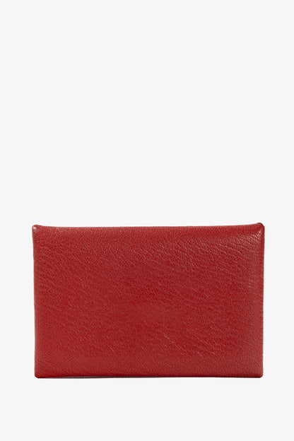 Hermes Calvi Vermillion Chevre Mysore Leather Card Holder