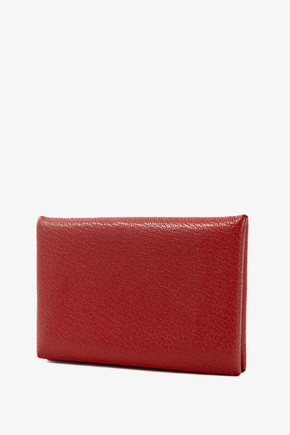 Hermes Calvi Vermillion Chevre Mysore Leather Card Holder