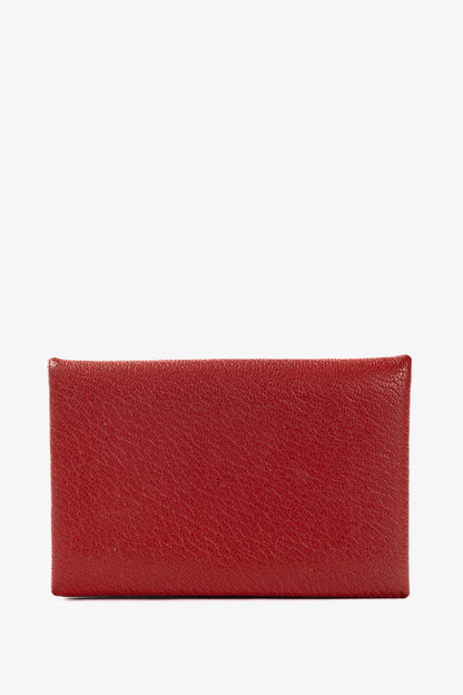 Hermes Calvi Vermillion Chevre Mysore Leather Card Holder