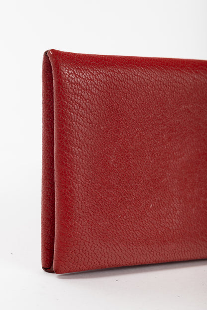 Hermes Calvi Vermillion Chevre Mysore Leather Card Holder