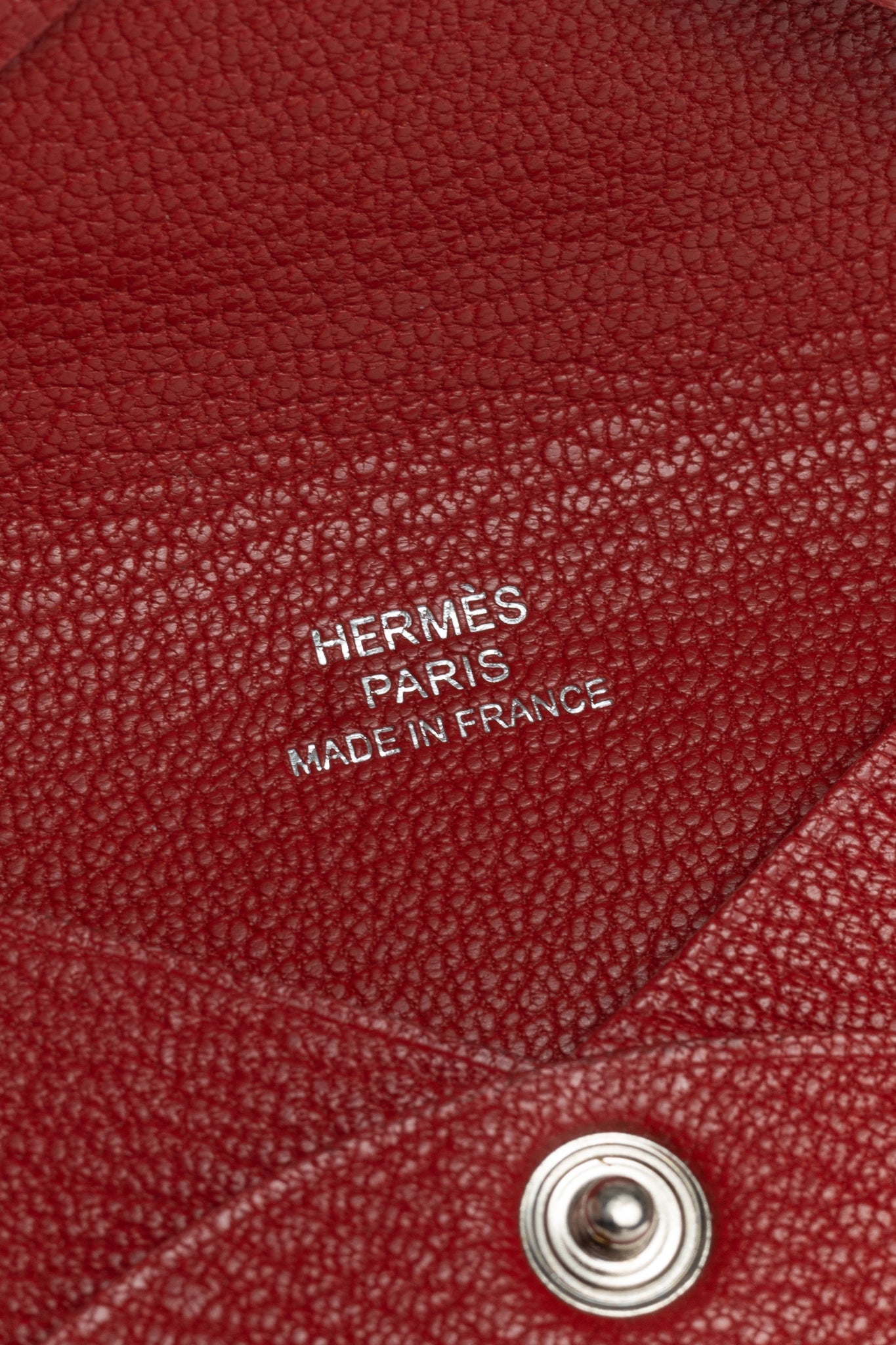 Hermes Calvi Vermillion Chevre Mysore Leather Card Holder