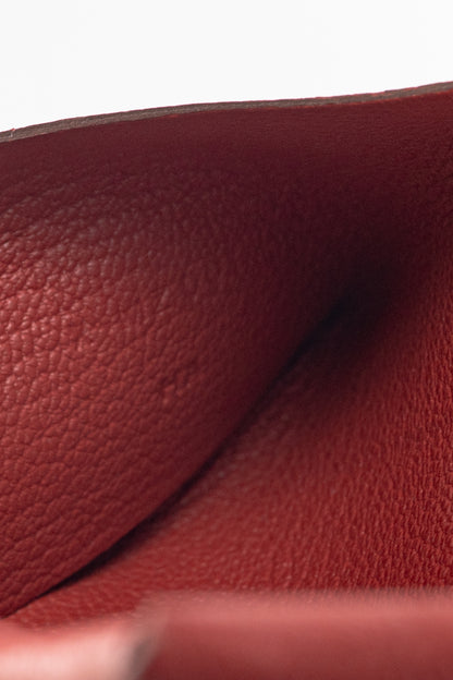 Hermes Calvi Vermillion Chevre Mysore Leather Card Holder