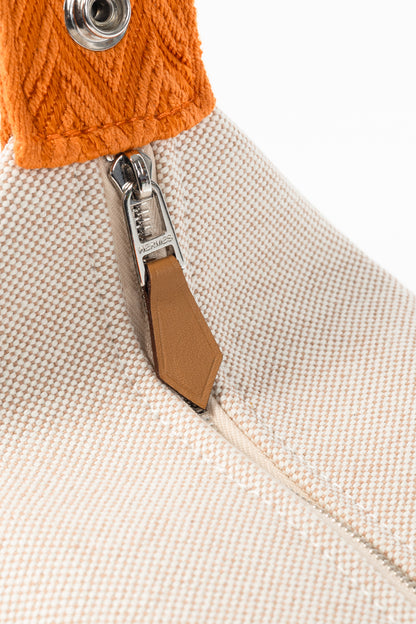 Hermes Bride-a-Brac Small Model Natural Canvas & Orange Chevron Strap Case