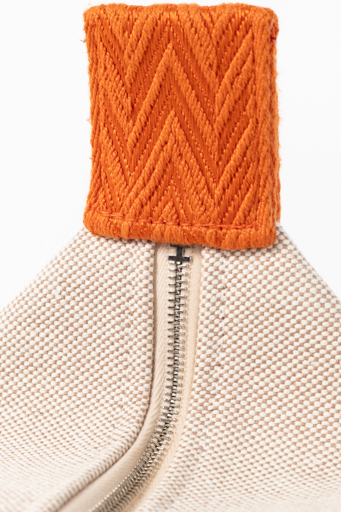 Hermes Bride-a-Brac Small Model Natural Canvas & Orange Chevron Strap Case