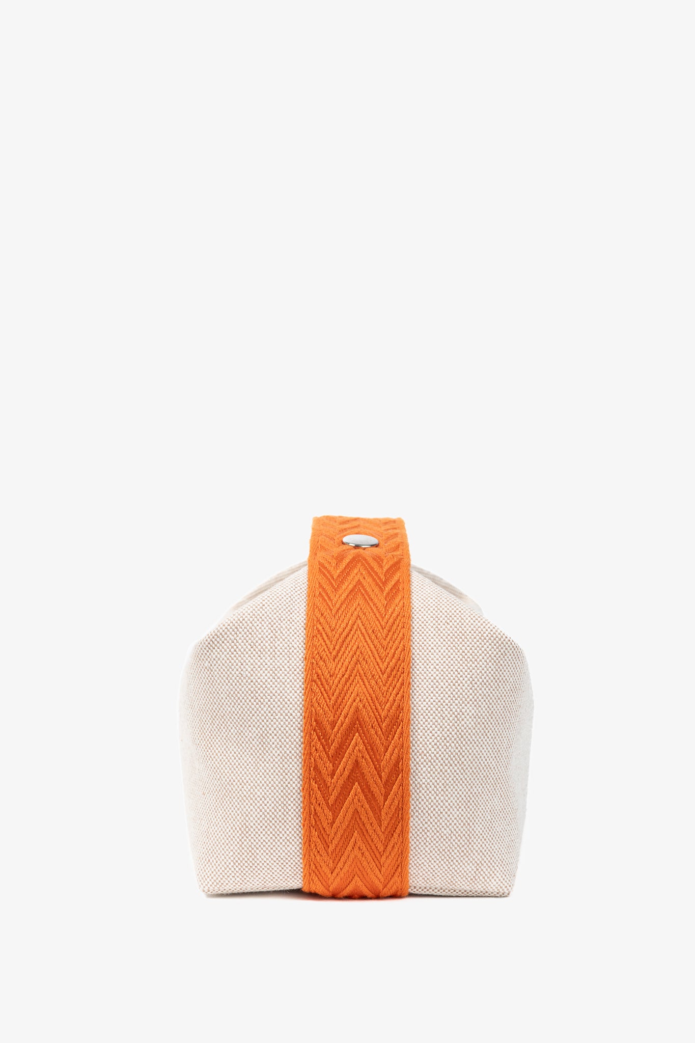 Hermes Bride-a-Brac Small Model Natural Canvas & Orange Chevron Strap Case