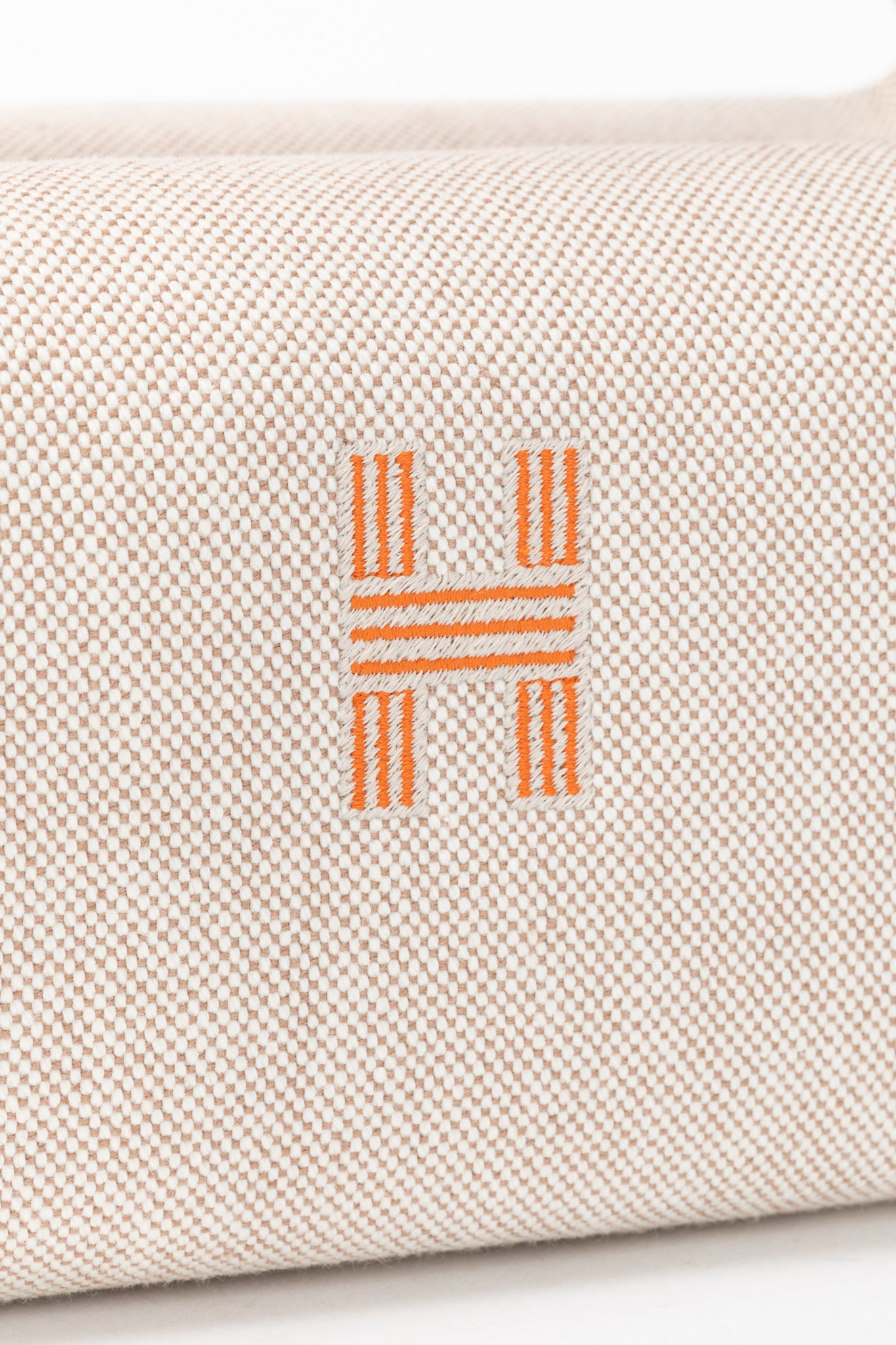 Hermes Bride-a-Brac Small Model Natural Canvas & Orange Chevron Strap Case