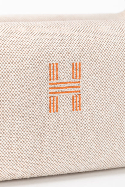 Hermes Bride-a-Brac Small Model Natural Canvas & Orange Chevron Strap Case