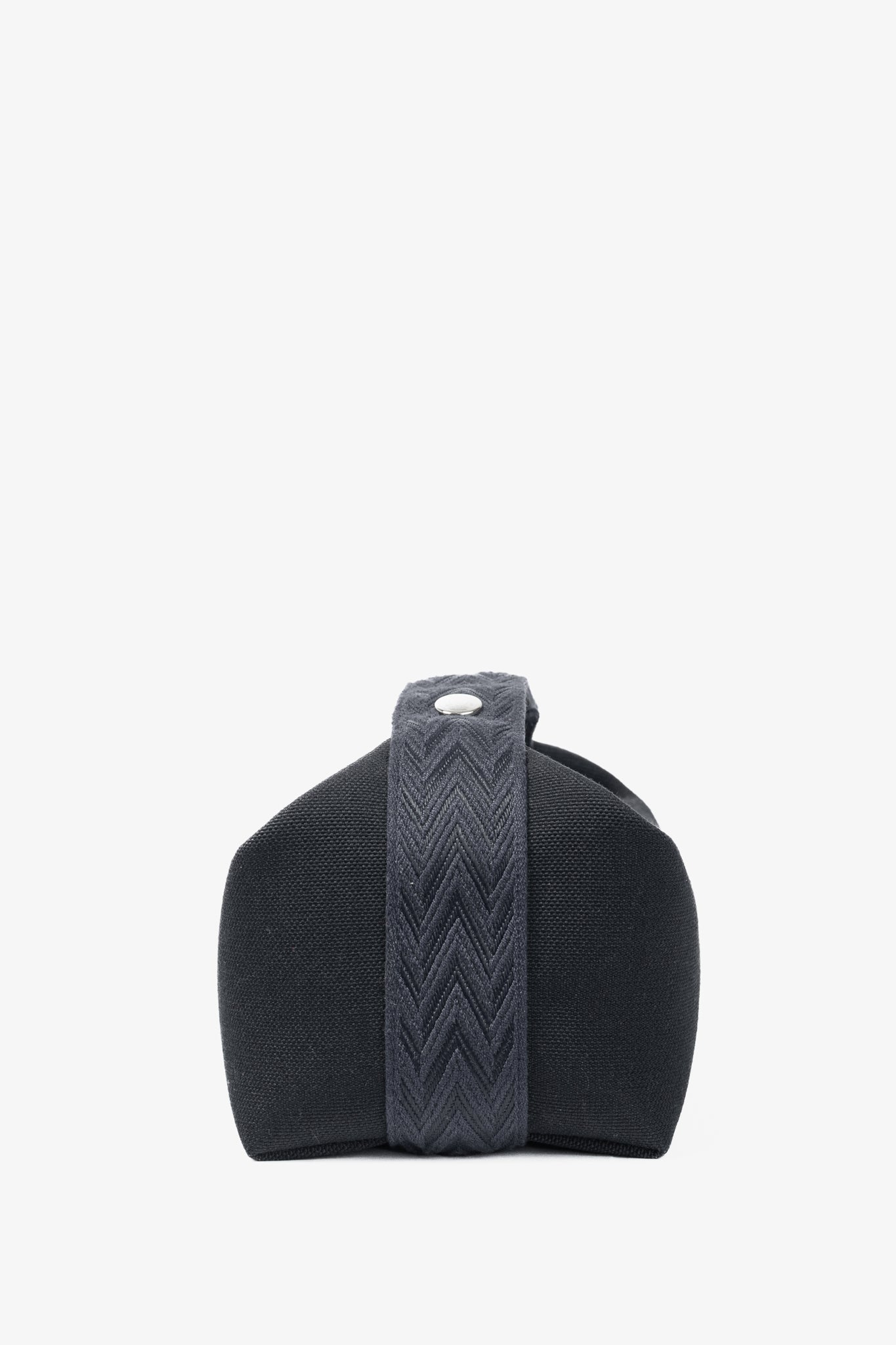 Hermes Bride-a-Brac Small Model Noir Canvas & Bleu Nuit Chevron Strap Case