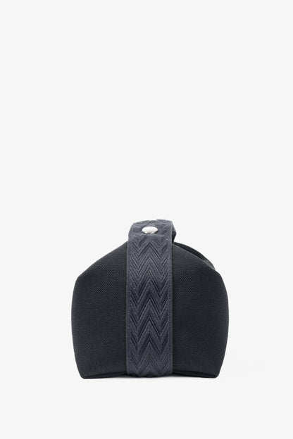 Hermes Bride-a-Brac Small Model Noir Canvas & Bleu Nuit Chevron Strap Case