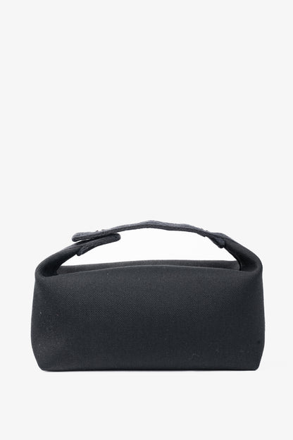 Hermes Bride-a-Brac Small Model Noir Canvas & Bleu Nuit Chevron Strap Case
