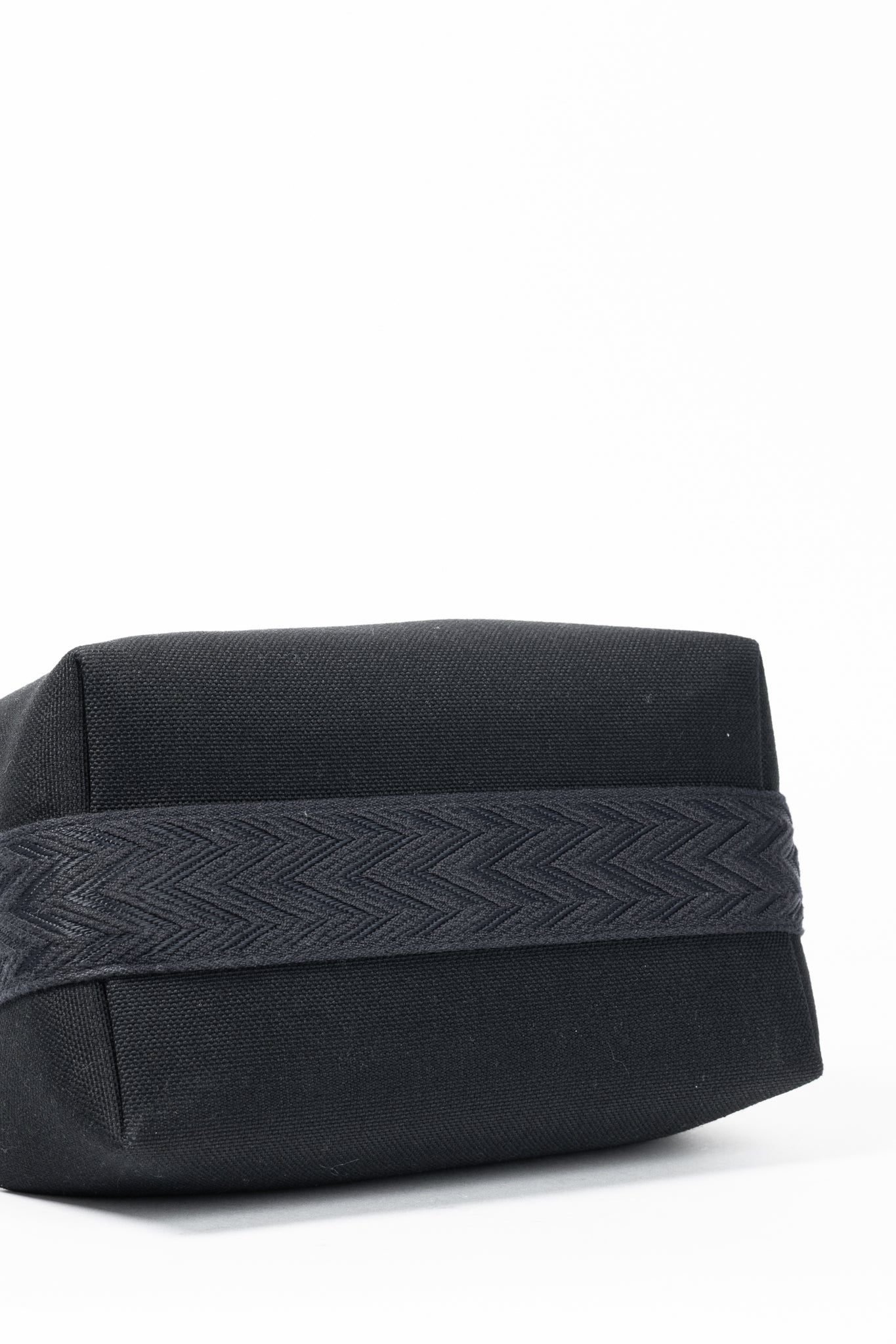 Hermes Bride-a-Brac Small Model Noir Canvas & Bleu Nuit Chevron Strap Case