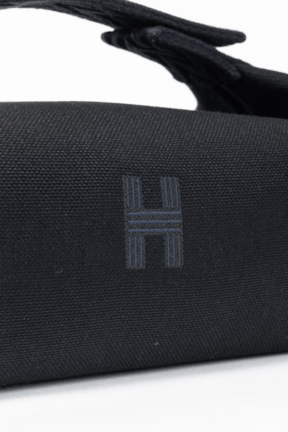Hermes Bride-a-Brac Small Model Noir Canvas & Bleu Nuit Chevron Strap Case