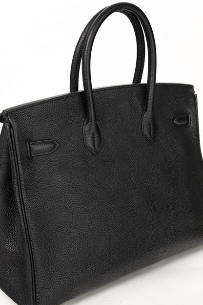 Hermes Birkin 35 Black Taurillon Clemence Leather Tote