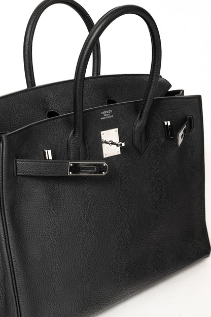Hermes Birkin 35 Black Taurillon Clemence Leather Tote