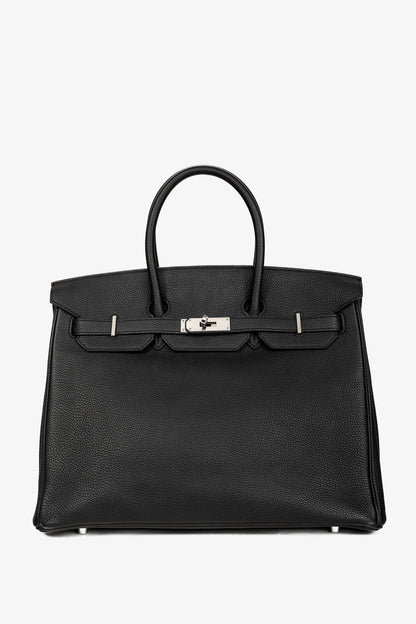 Hermes Birkin 35 Black Taurillon Clemence Leather Tote