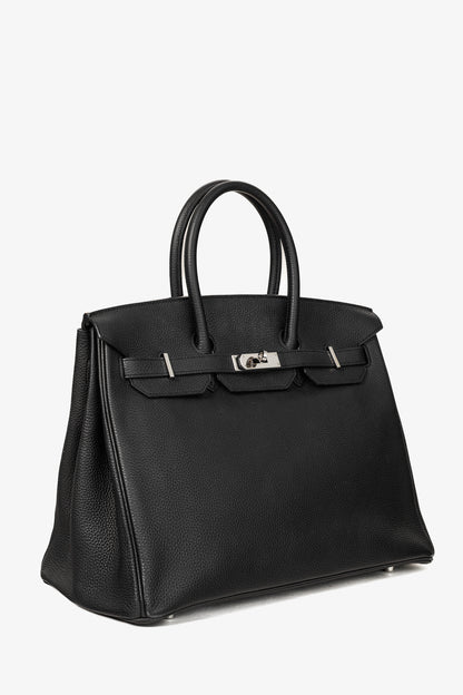 Hermes Birkin 35 Black Taurillon Clemence Leather Tote
