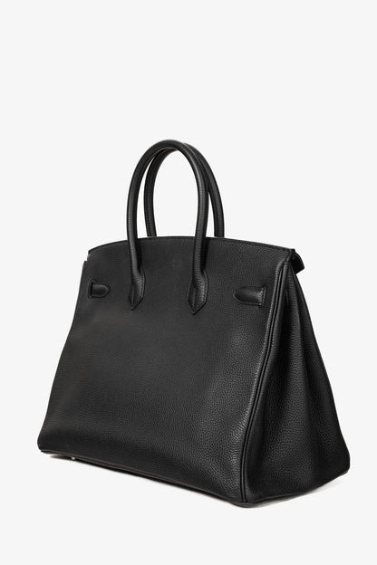 Hermes Birkin 35 Black Taurillon Clemence Leather Tote