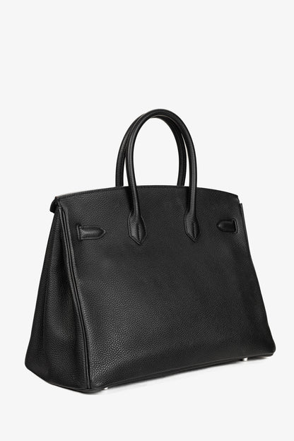 Hermes Birkin 35 Black Taurillon Clemence Leather Tote