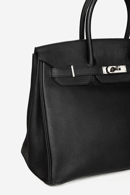 Hermes Birkin 35 Black Taurillon Clemence Leather Tote