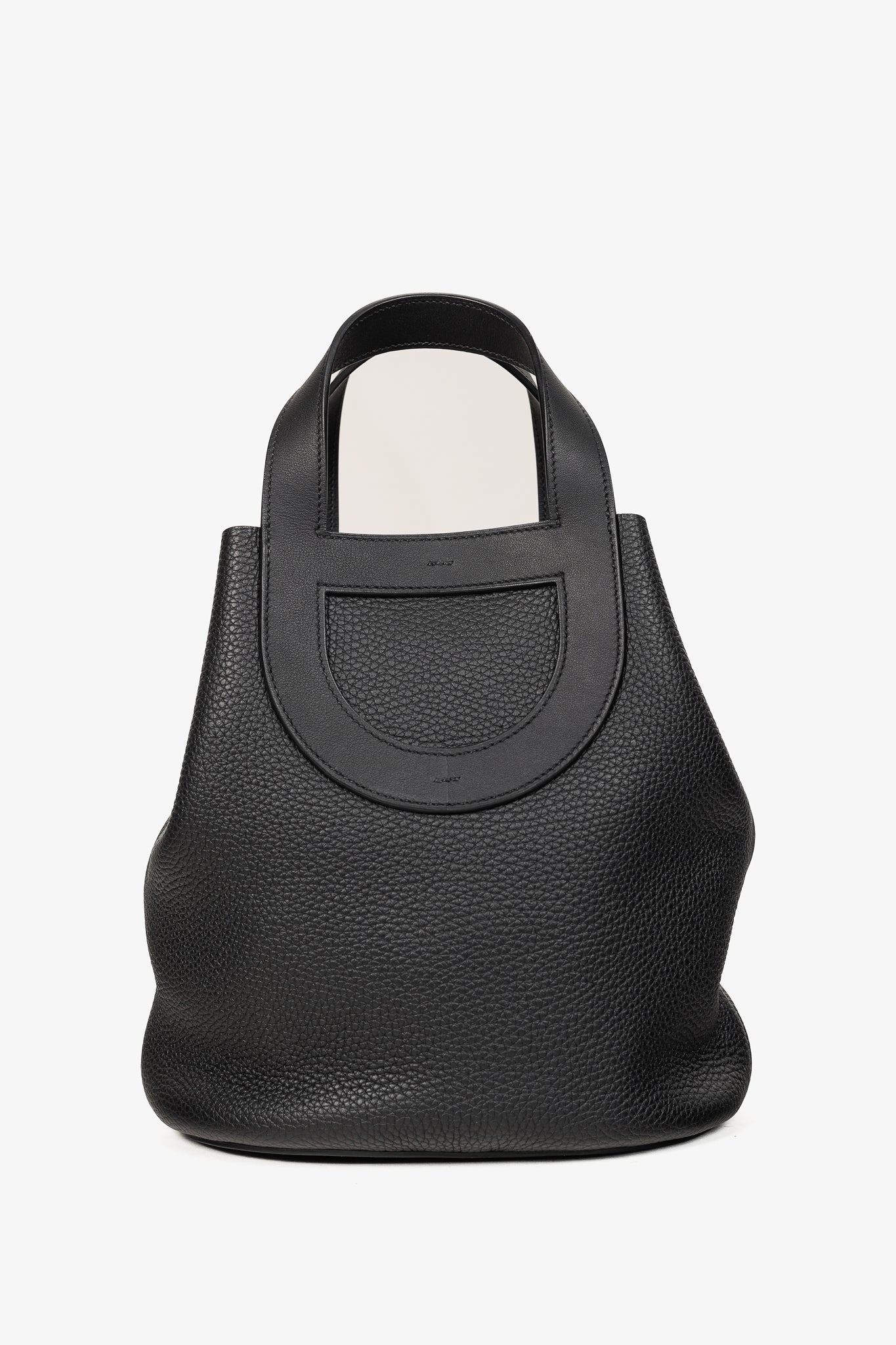 Hermes In-the-Loop 23 Black Taurillon Clemence Leather & Swift Calfskin Tote