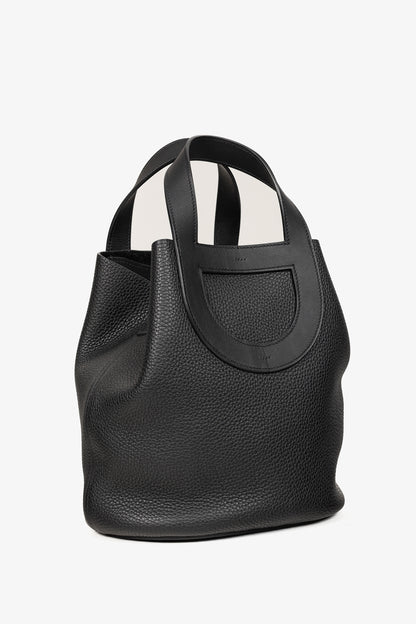 Hermes In-the-Loop 23 Black Taurillon Clemence Leather & Swift Calfskin Tote