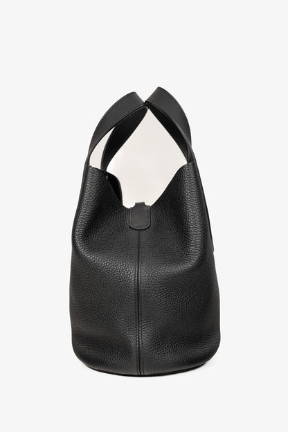 Hermes In-the-Loop 23 Black Taurillon Clemence Leather & Swift Calfskin Tote