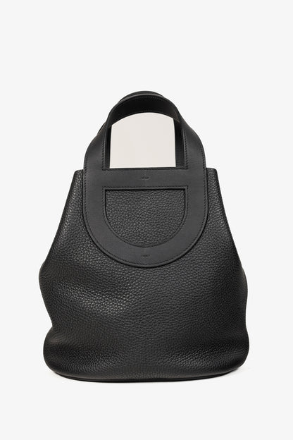 Hermes In-the-Loop 23 Black Taurillon Clemence Leather & Swift Calfskin Tote