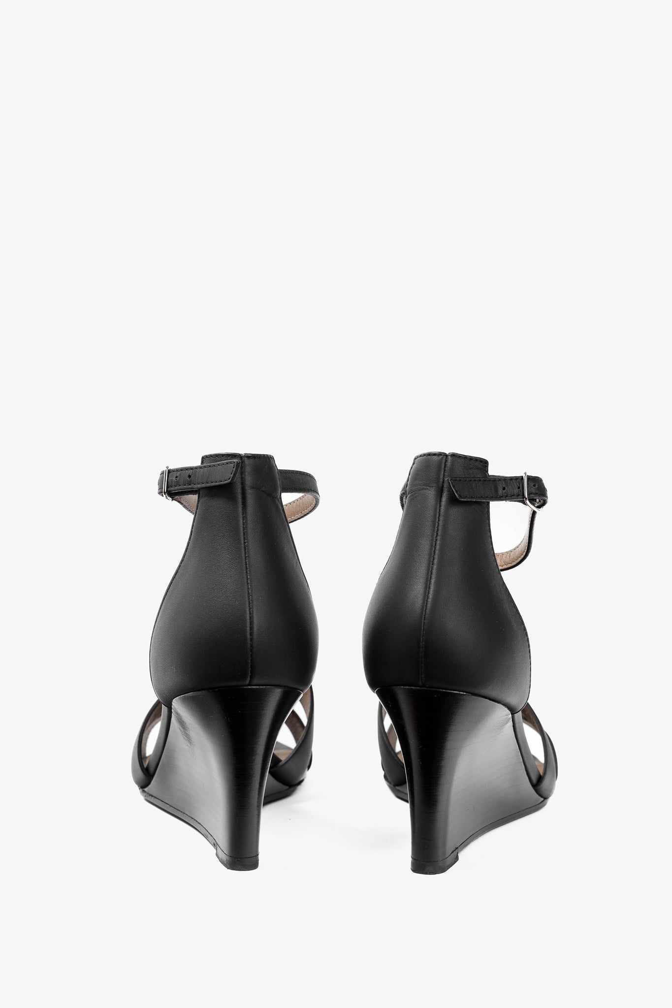 Hermes Legend Noir Calfskin "H" Wedge Sandals
