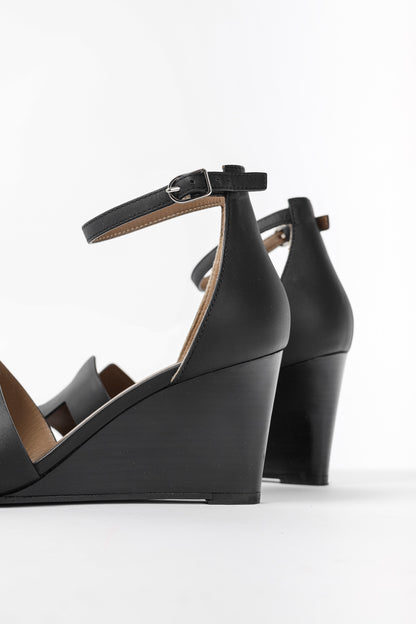 Hermes Legend Noir Calfskin "H" Wedge Sandals