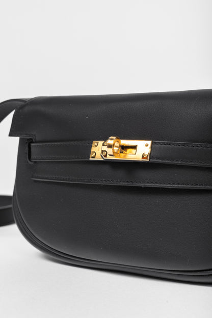 Hermes Kelly Moove Black Swift Leather GHW Shoulder Bag