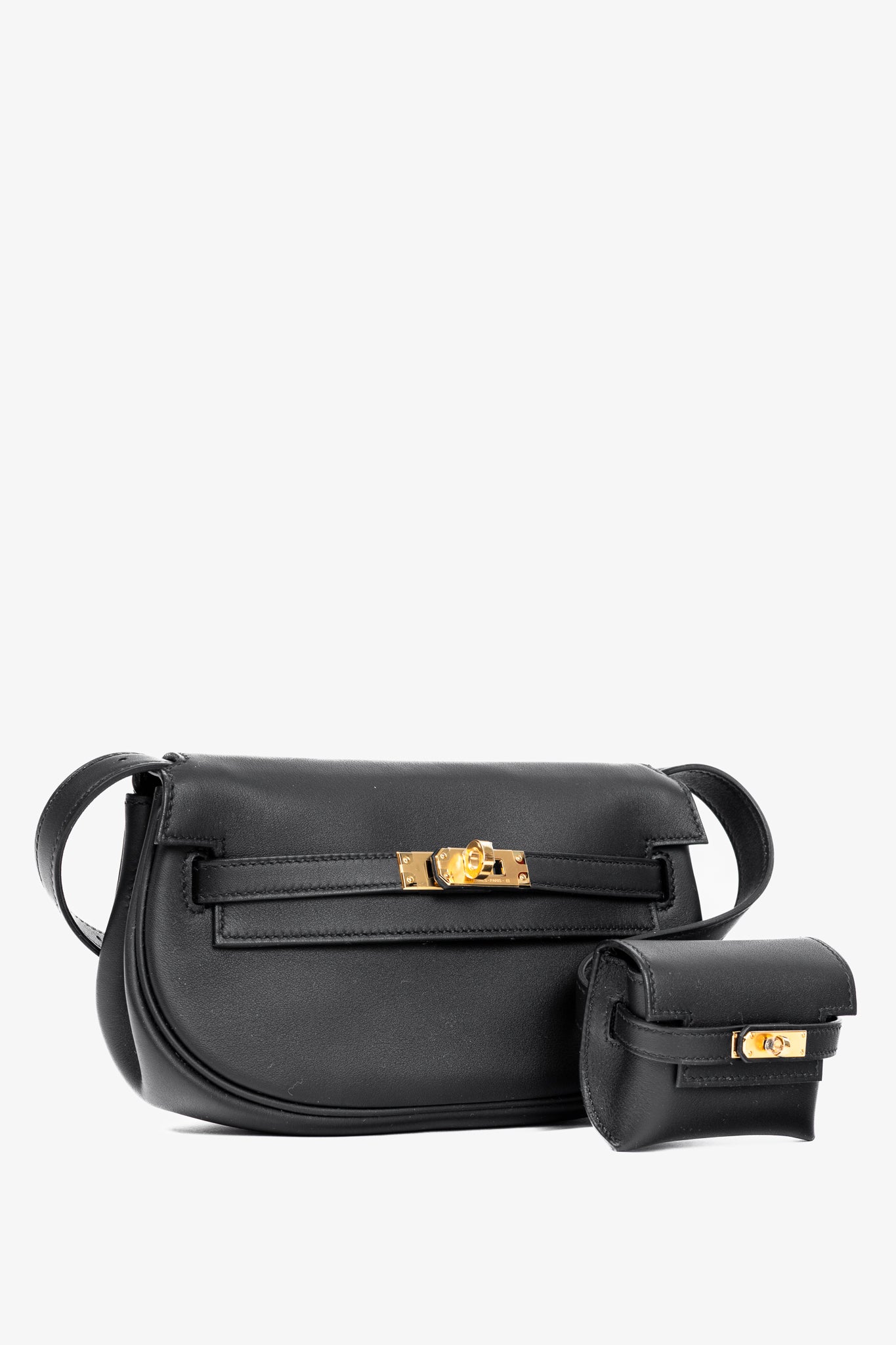 Hermes Kelly Moove Black Swift Leather GHW Shoulder Bag