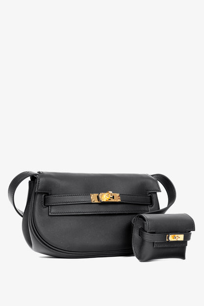 Hermes Kelly Moove Black Swift Leather GHW Shoulder Bag