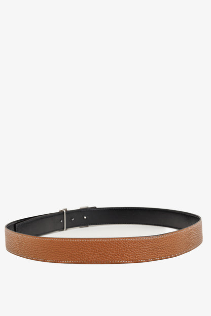 Hermes Reversible Black & Brown "H"-Buckle Leather Belt