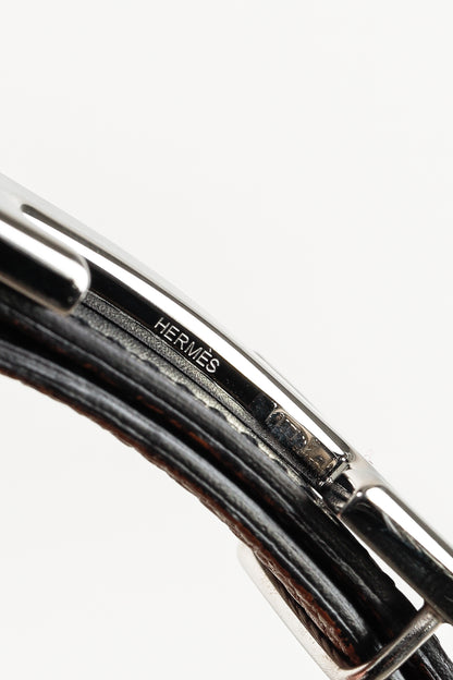 Hermes Reversible Black & Brown "H"-Buckle Leather Belt